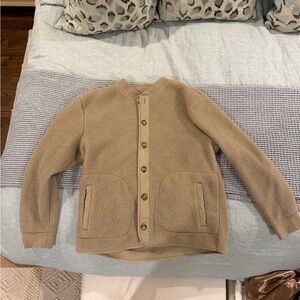 Madewell Tan Button-Up Fleece Jacket